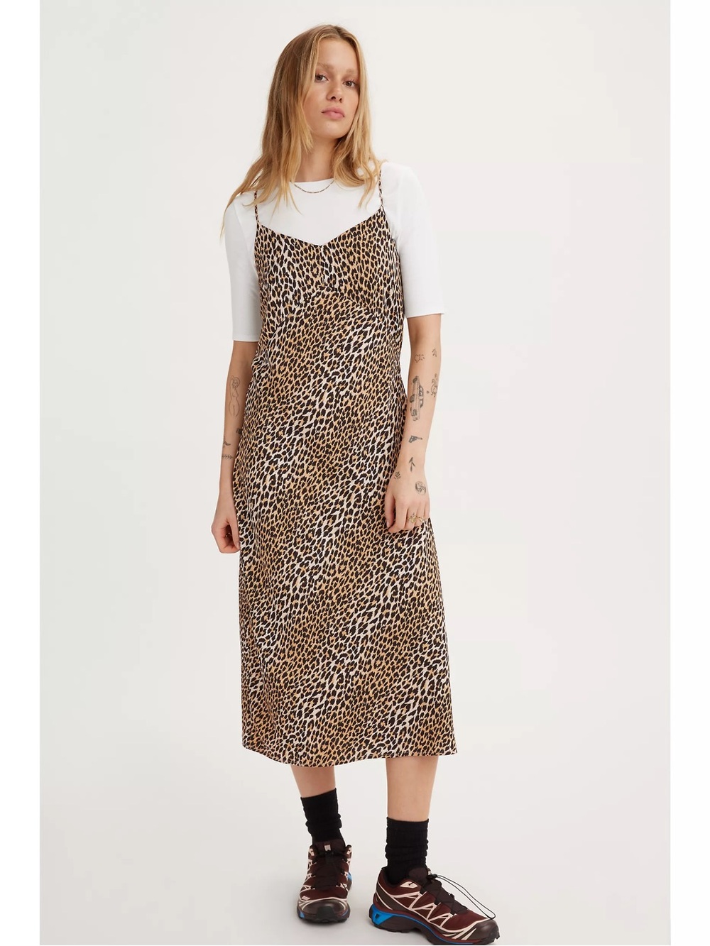 Levi's Leopard-Print Midi Slip Dress - Beige & Black